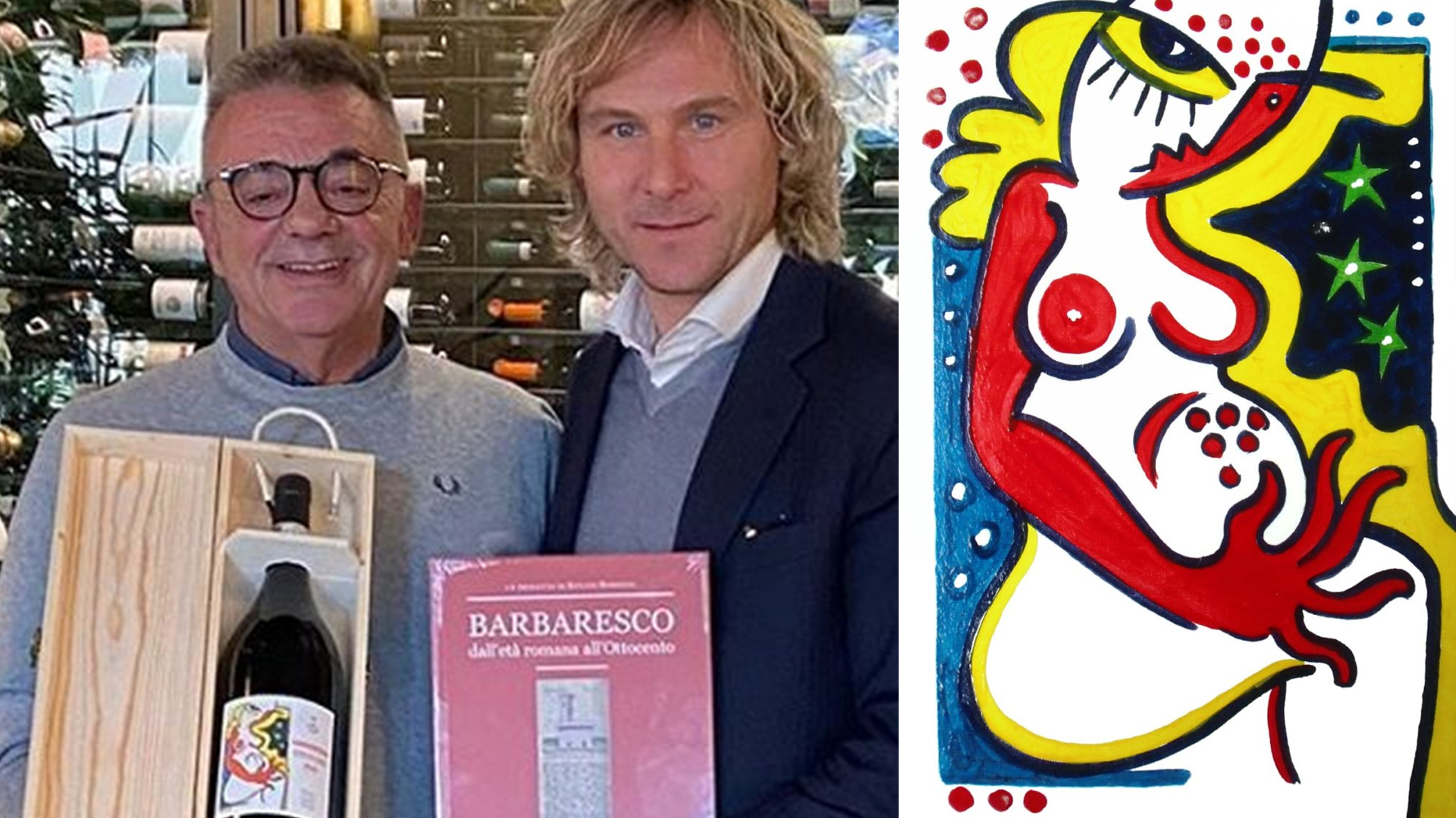 Pavel Nedved riceve bottiglia con etichetta disegnata da Vigliaturo - Eccellenze Italiane TV
