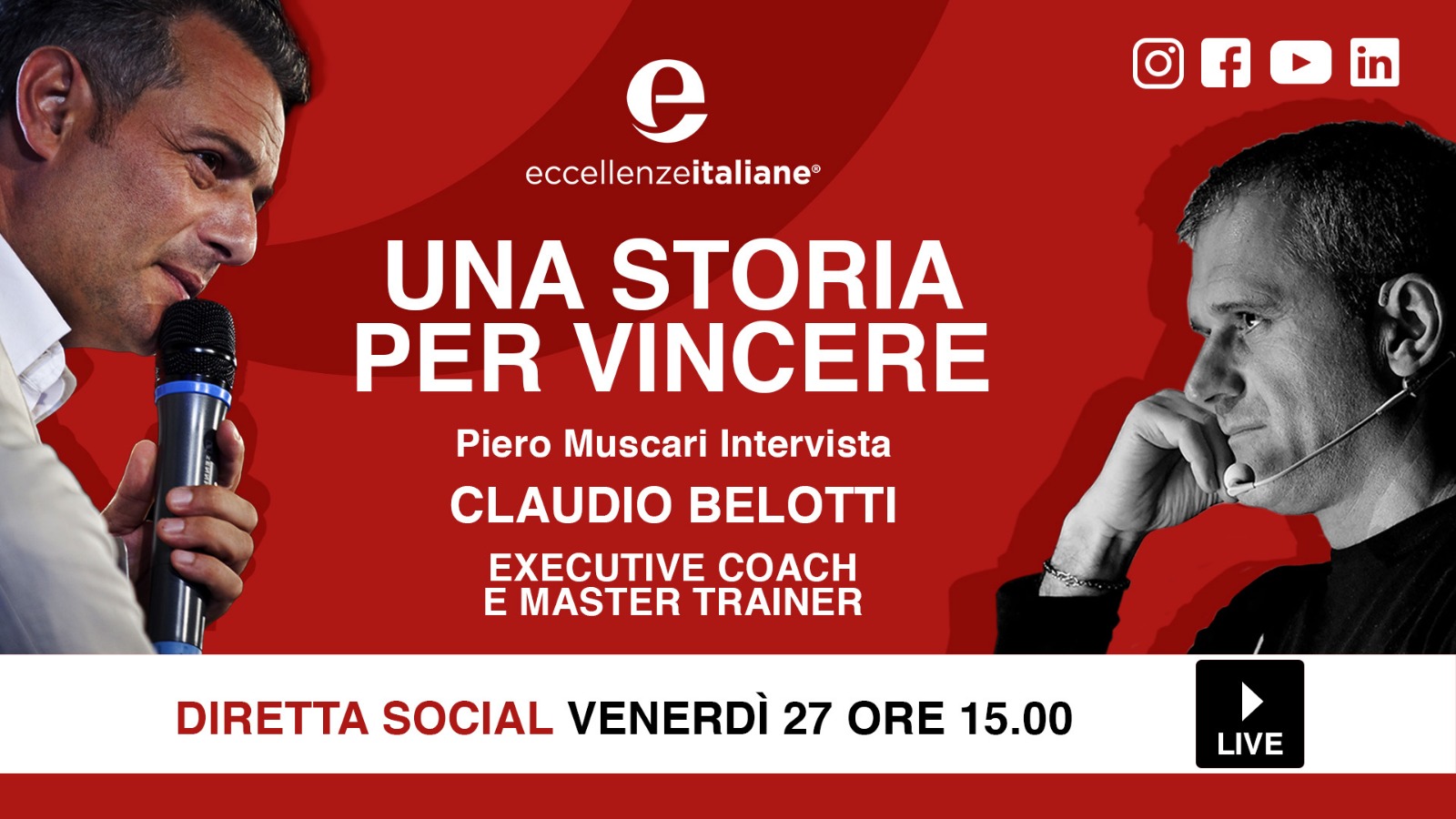 Claudio Belotti: una storia per vincere! Una storia per crescere! Live venerdì 27 Marzo su facebook.